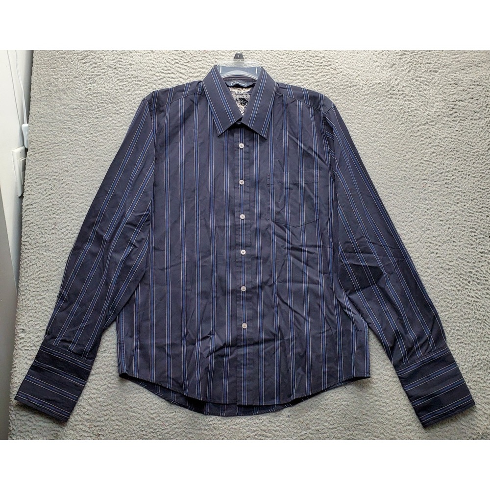 7 Diamonds Shirt Mens XL Multi Striped Long Sleeve Chest Pocket Collar Button Up